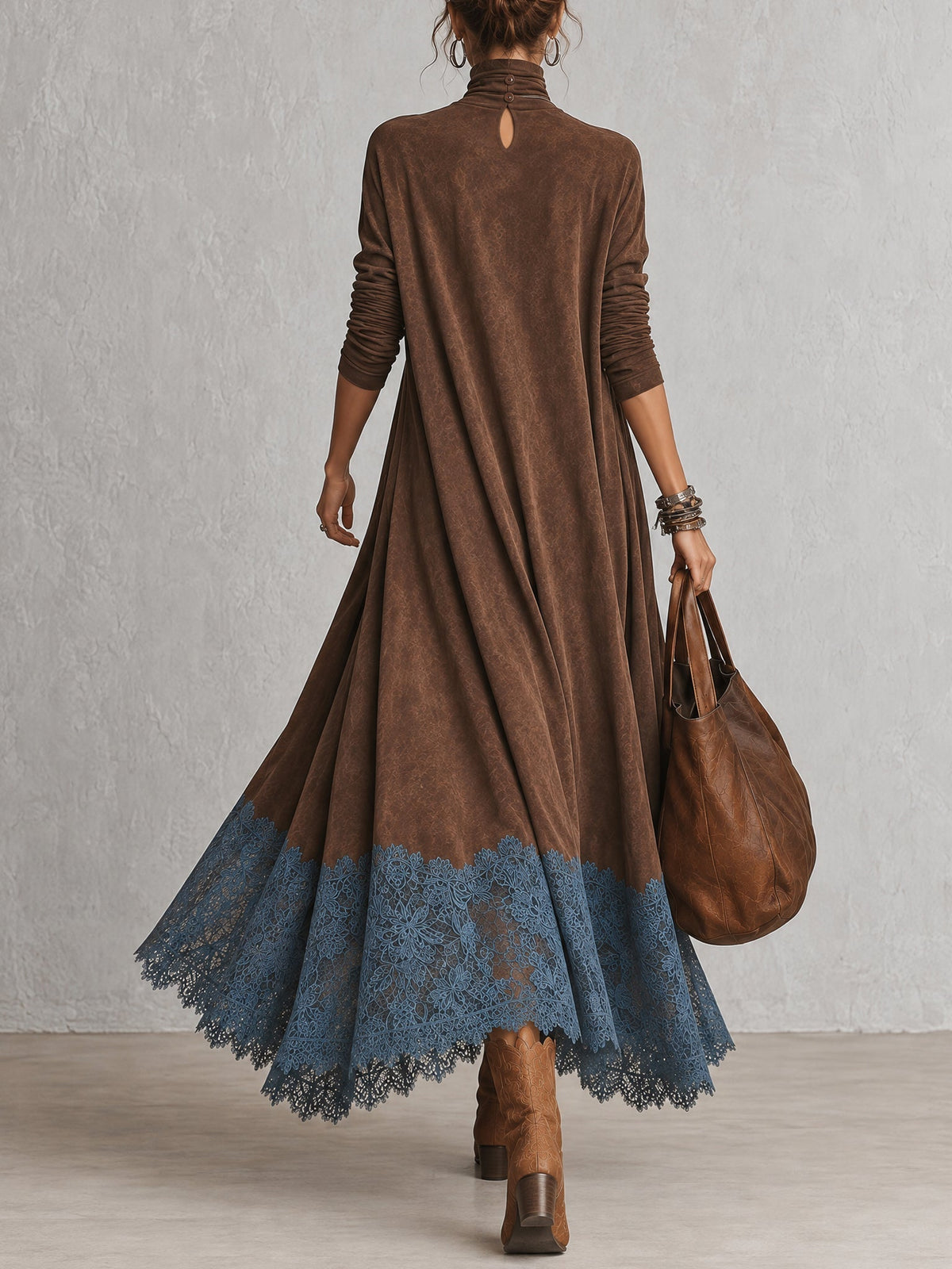 Norma - Vestido Largo Vintage de Manga Larga