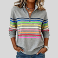 Socorro - Sudadera de Rayas de Colores con Cuarto de Cierre