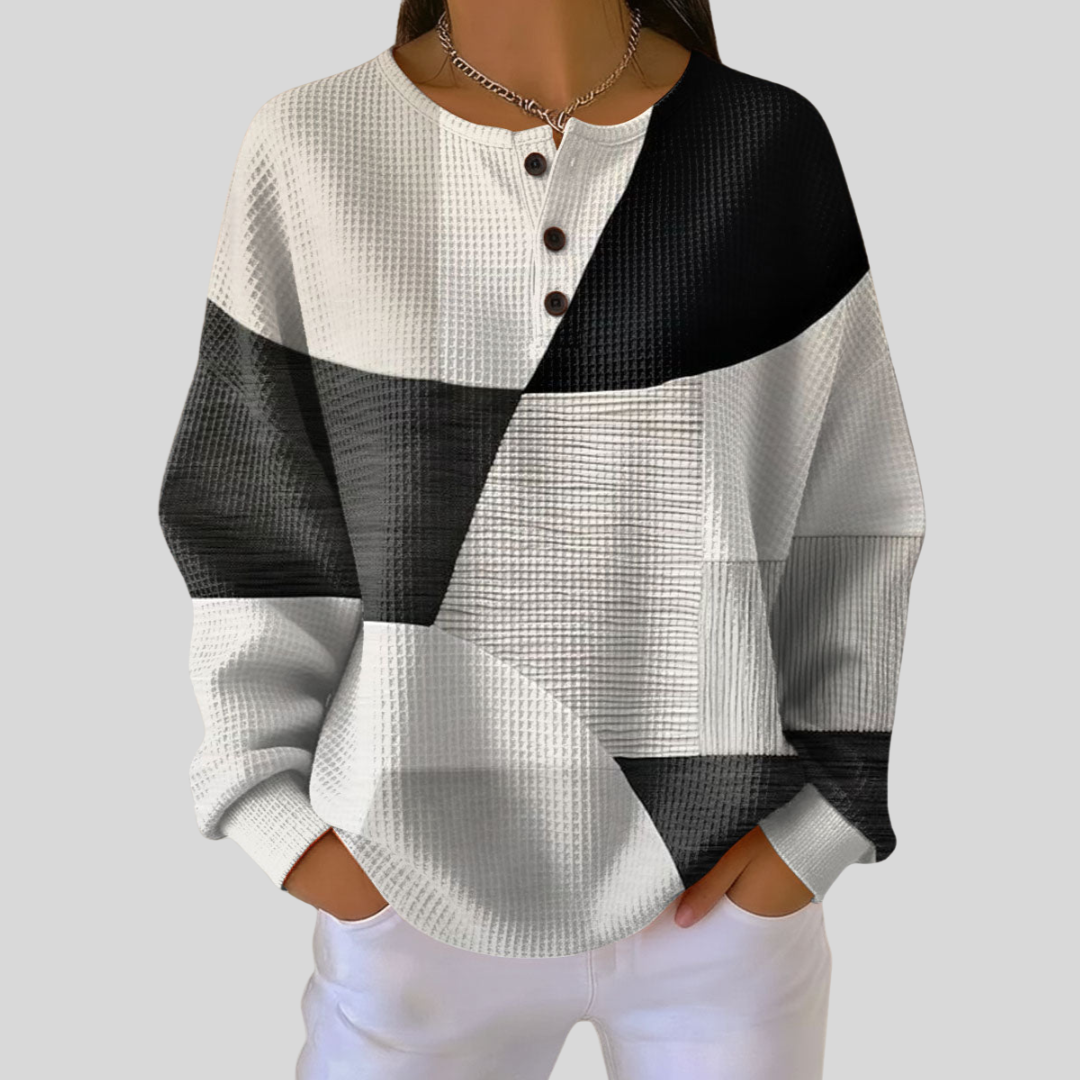 Verónica - Sudadera Henley de Tejido Waffle