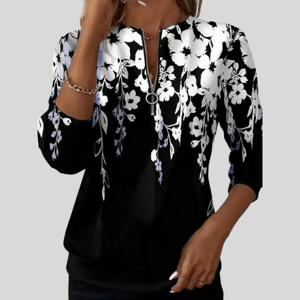 Perla - Sudadera Floral con Cierre