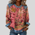 Leticia - Sudadera Floral con Detalles de Mezclilla