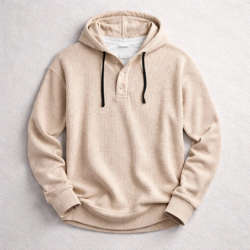 Wells - Sudadera de Punto Waffle con Capucha