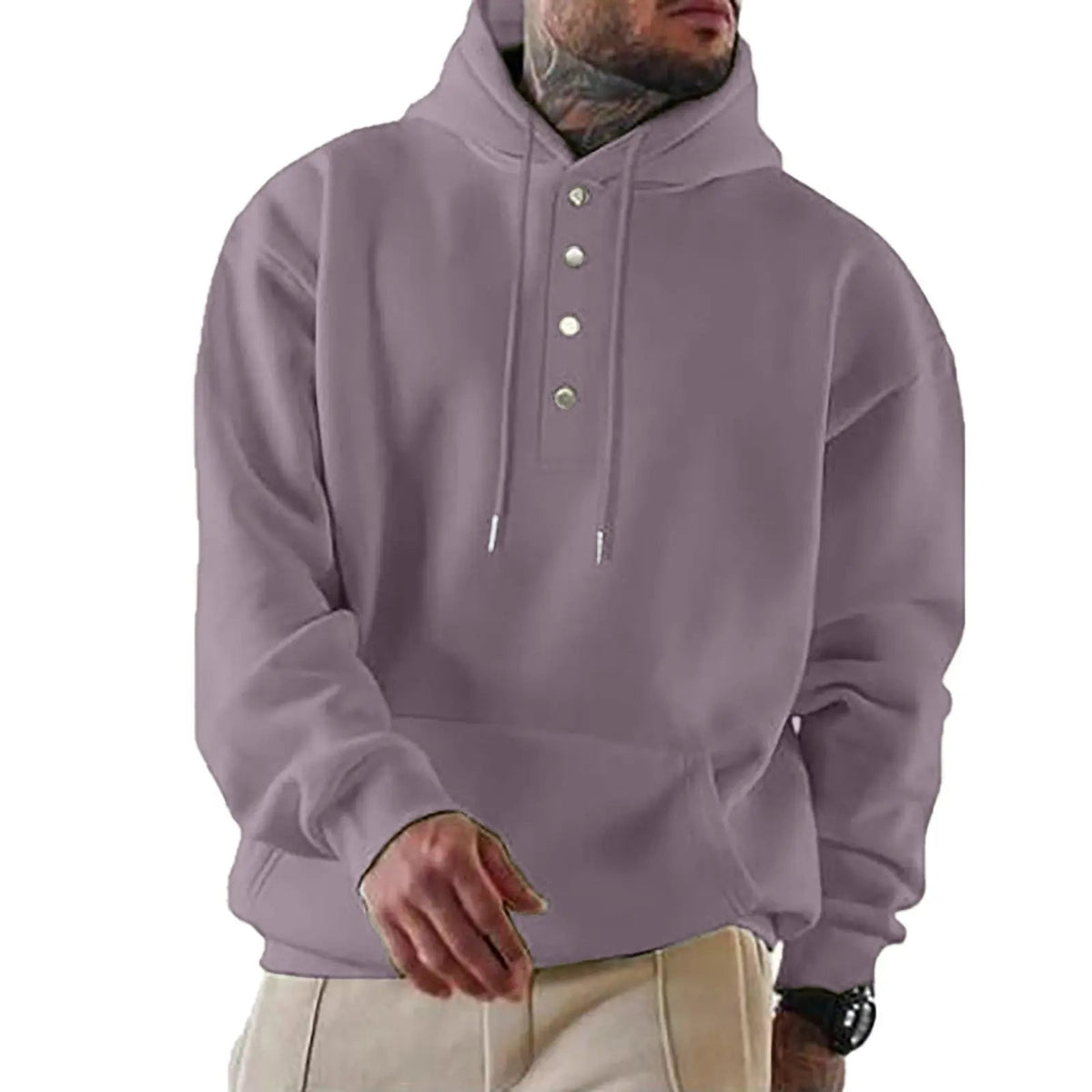 Chad - Sudadera de Punto con Capucha y Botones