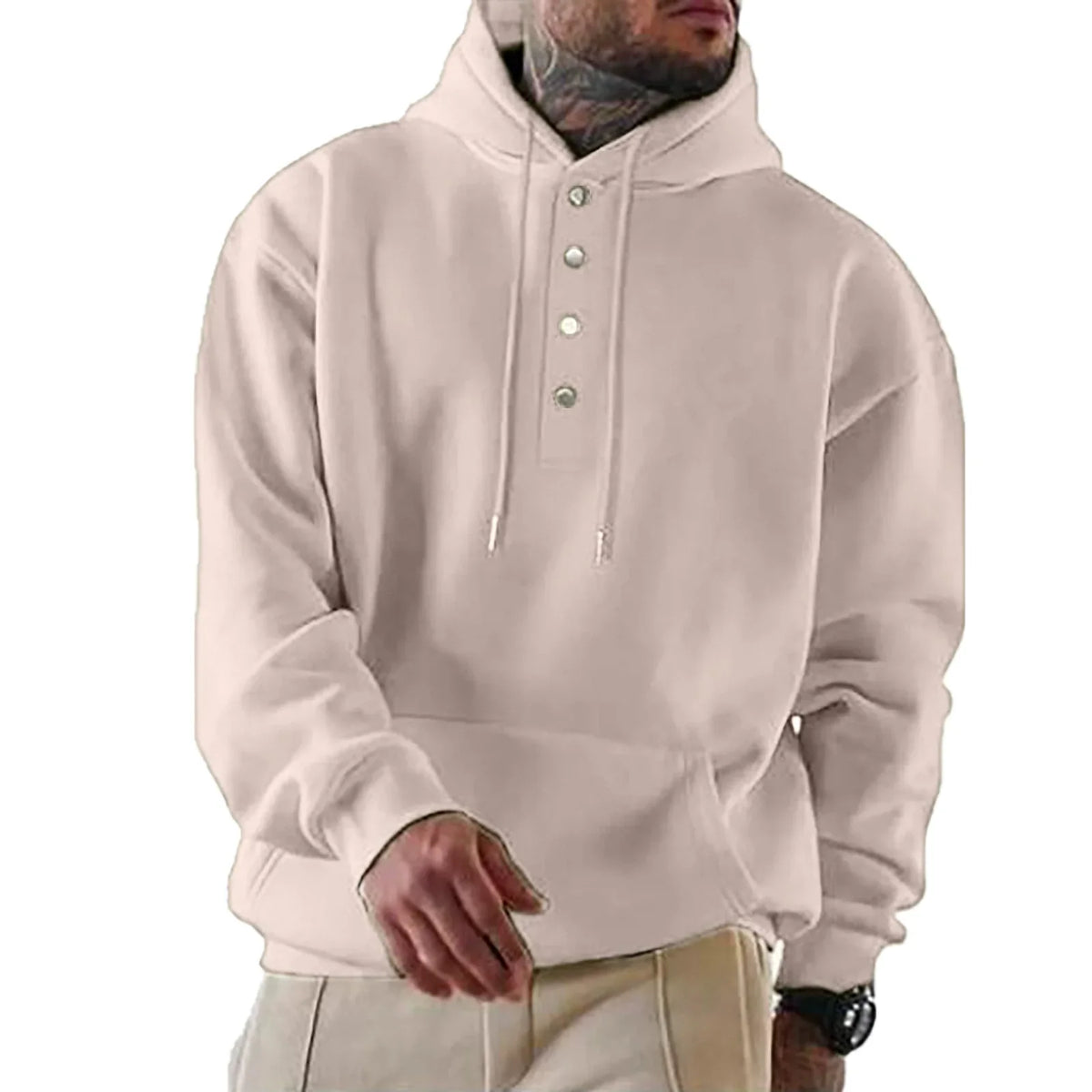 Chad - Sudadera de Punto con Capucha y Botones