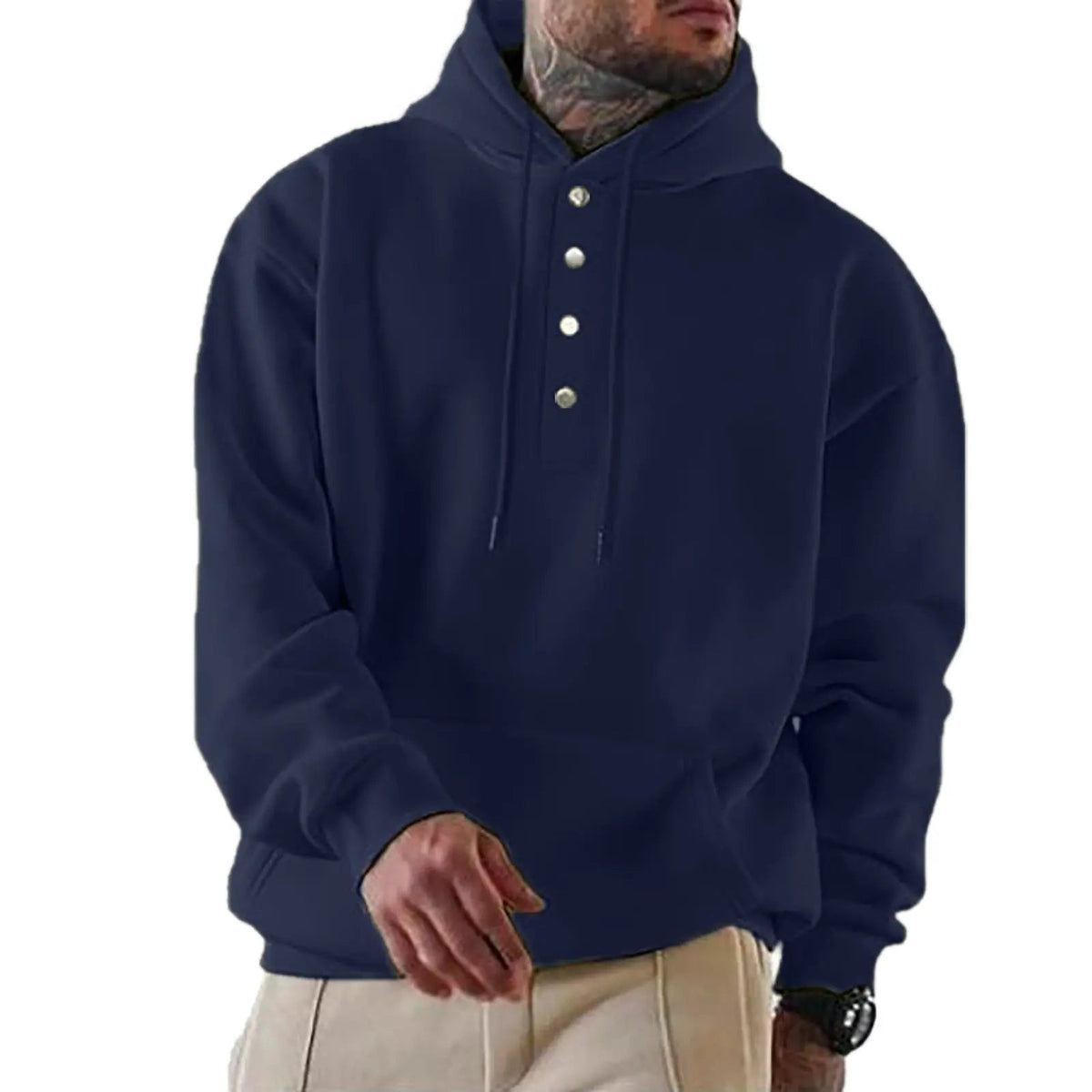 Chad - Sudadera de Punto con Capucha y Botones