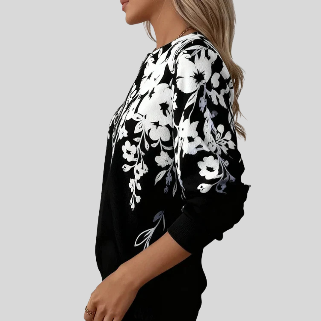 Perla - Sudadera Floral con Cierre