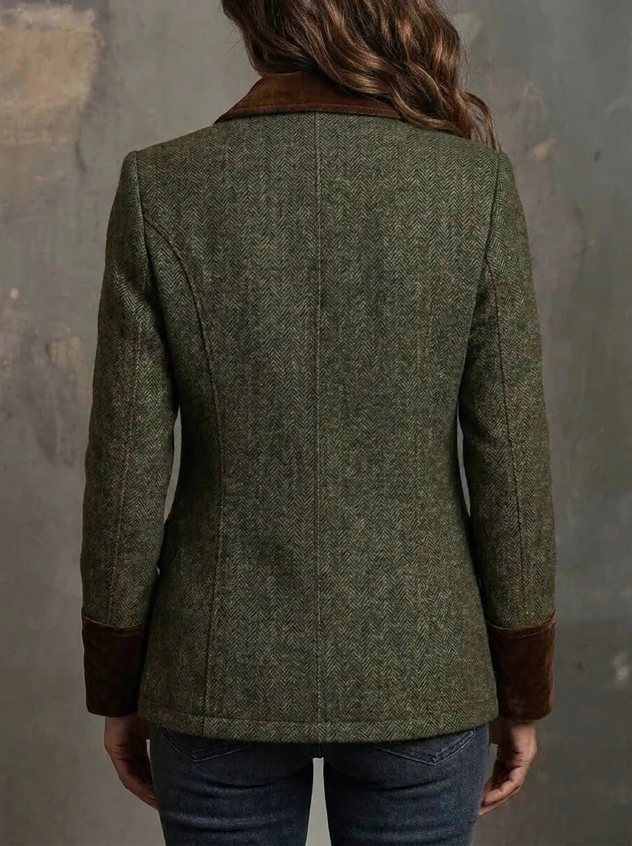 Dolores - Blazer de Sarga con Ribete en Contraste