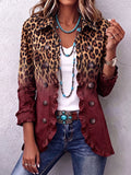 Chamarra blazer leopardo vino con volantes Bernarda
